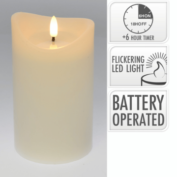 LED bloklys hvid - 9x9x15 cm