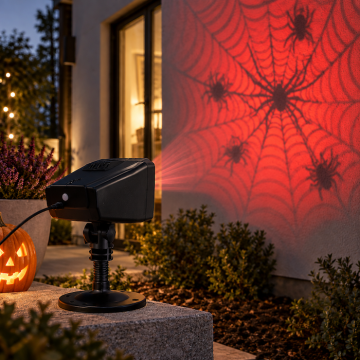 Halloween projektor med kravlende edderkop