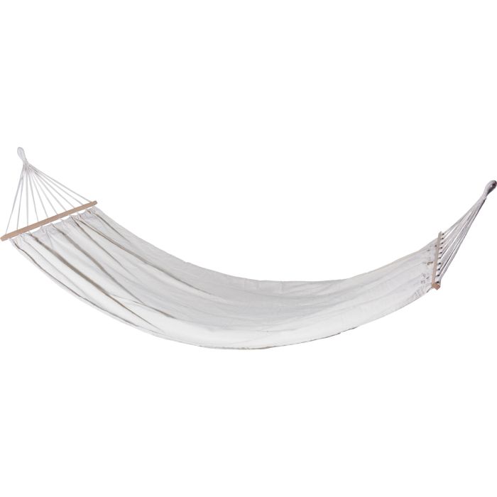 Hængekøje i bomuld og polyester med træstænger, 200 x 100 cm