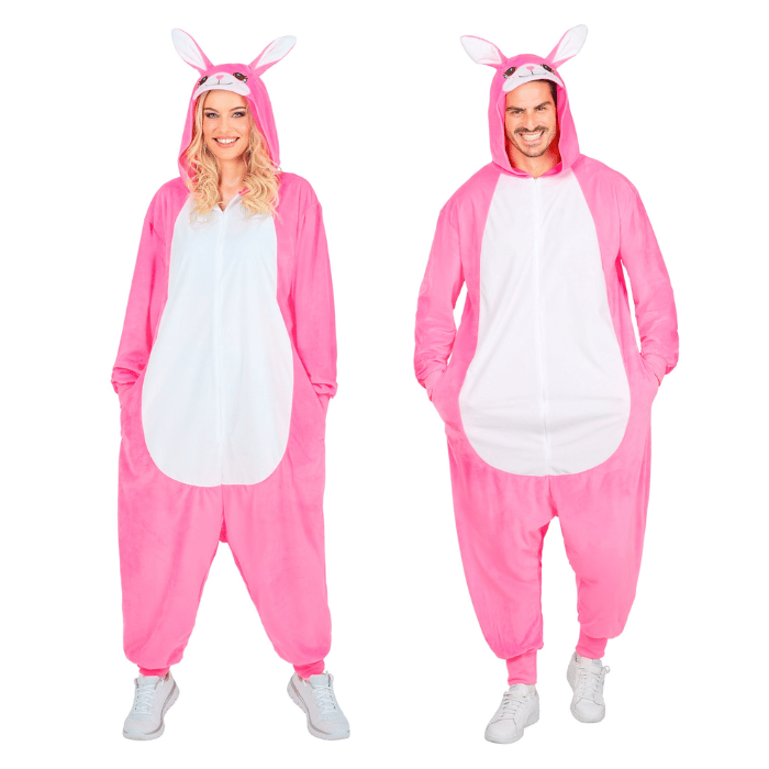 Lyserød kanin kostume onesie - unisex