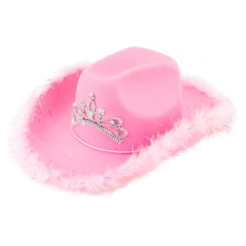 Pink cowboyhat med tiara