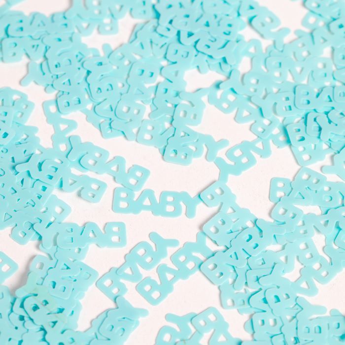 Lyseblå baby bogstav bordkonfetti - 14 g