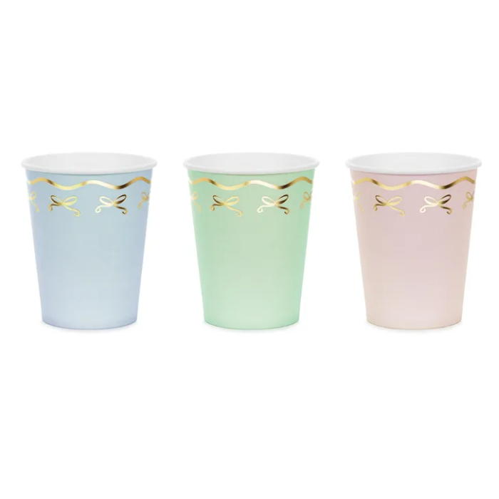 Pastel papkrus med guld sløjfer 6x - 220 ml