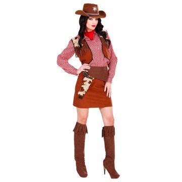 Cowgirl kostume med vest og hylster
