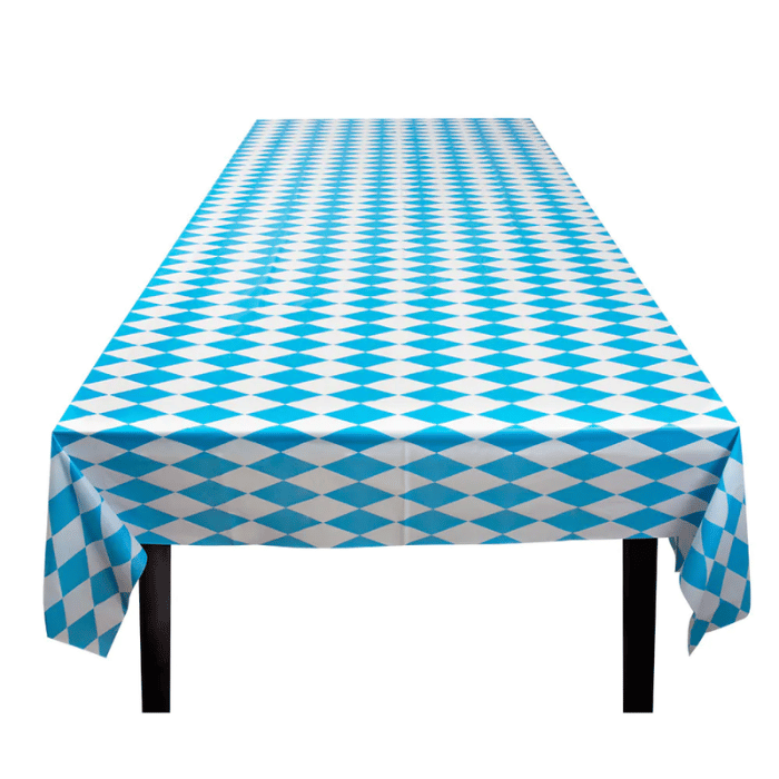 Oktoberfest plastik dug blå/hvid tern - 130x180 cm