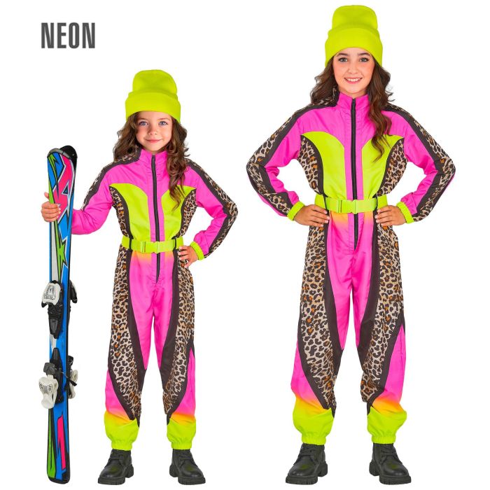 Neon skidragt til børn med leopardprint