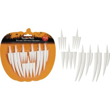 Græskartænder i plastik til halloween, 7 stk