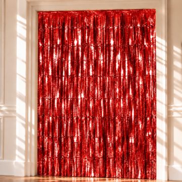 Rød Glimmerforhæng - 100 x 240 cm