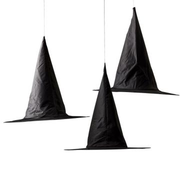 Sort hængende heksehat dekoration 3x - 50 cm