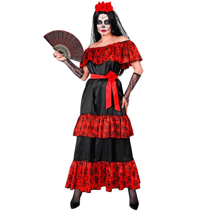 Dia de los Muertos kostume til damer - 4 dele