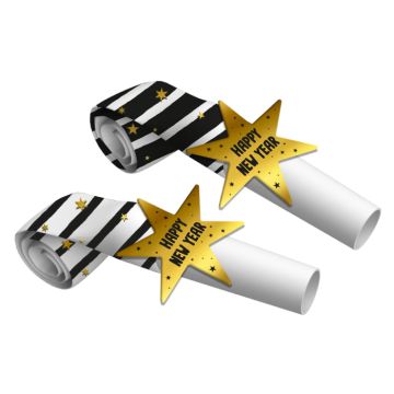 Nytår festryslere sort og guld 6x 