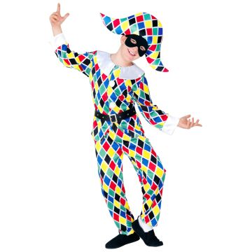 Harlekin-kostume med bælte til børn