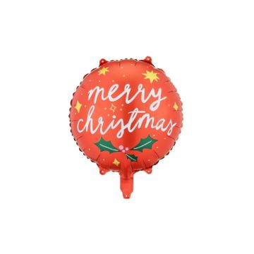 Jule folieballon merry christmas rød 45 cm