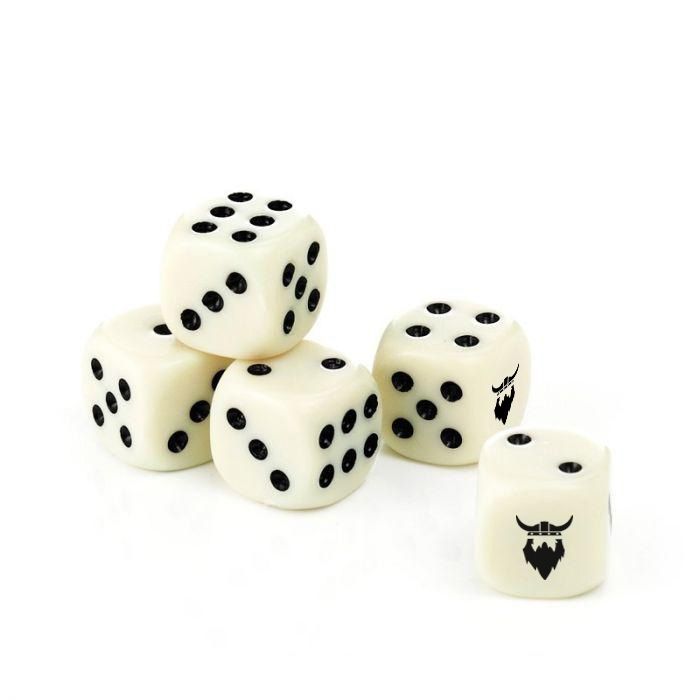 Terninger 16mm Hvid PartyVikings 5x