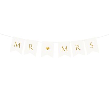 Mr Mrs Guirlande Hvid Og Guld - 85 cm