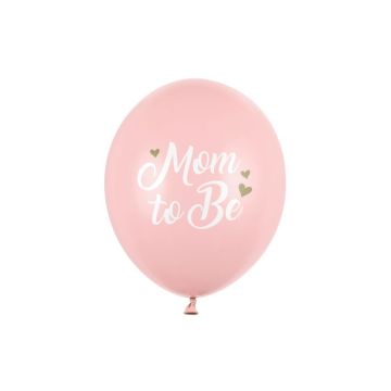 Lyserøde babyshower balloner med hvid skrift 6x - Ø 30 cm