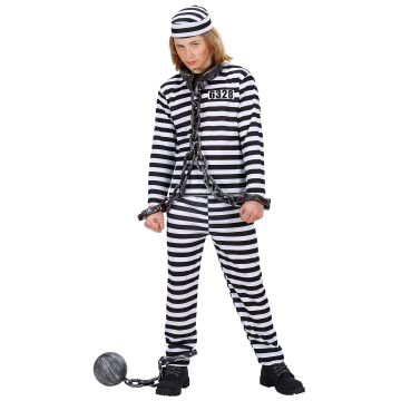 Sort-hvidstribet fangekostume til drenge