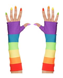 Fingerløse handsker regnbue farvet 