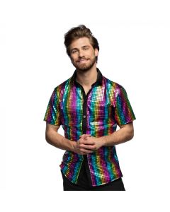 Disco kortærmet skjorte i regnbuefarve