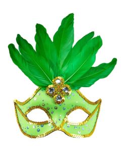 Grøn Braziliansk Maske med fjer