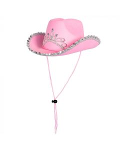 Pink glimmer cowboy hat børn