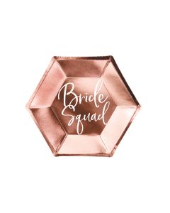 Rose Gold Bride Squad Paptallerken 6x - 23 cm