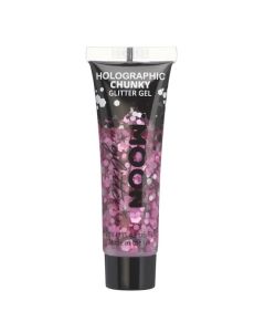 Holografisk Chunky Glitter Gel Pink 12 ml Moon Creations