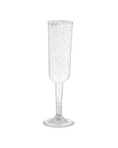 Champagneglas I Plast Sølv Glitter - 4 stk