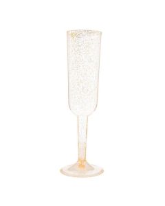 Champagneglas i plastik Guld Glitter - 4x