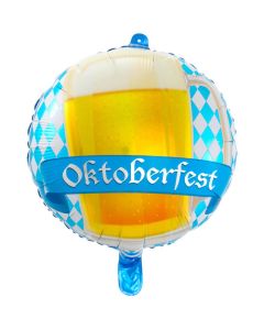 Oktoberfest Ølkrus Folieballon Rund - 43 cm