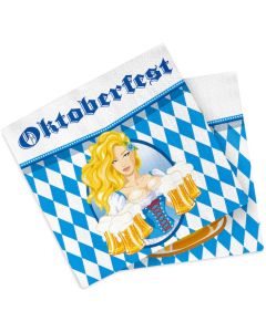 Oktoberfest Servietter Med Pige 20x - 33 x 33 cm