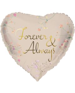 "Forever & Always" Hjerteformet Folie ballon - 45 cm