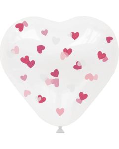 Hjerteformet Ballon Med Pink Konfetti 4x - 30 cm