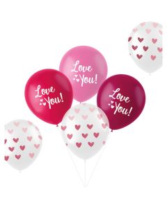 Love You Ballon mix Pink 6x - 33 cm