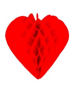 Hjerte Honeycomb Rød - 30 cm