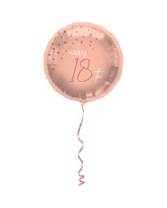 18 års fødselsdag folieballon i rosa 45 cm