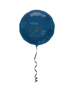 "Happy 25th" Folie Ballon Blå - 45 cm