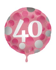 40 Års Folie Ballon Pink - 45 cm