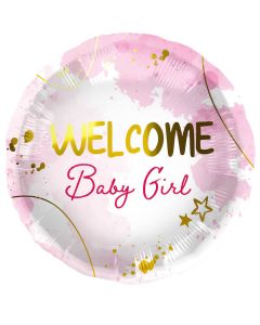 "Welcome Baby Girl" Folie Ballon Pink - 45 cm