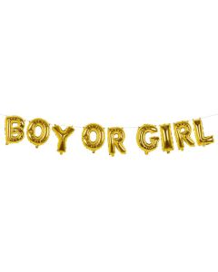 Guld folie ballon guirlande med Boy or Girl skrift - 4 m