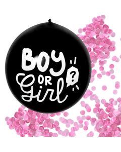 Gender reveal ballon pige med lyserødt konfetti fyld - Ø 60 cm