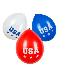 USA balloner rød, hvid og blå 6x - 25 cm