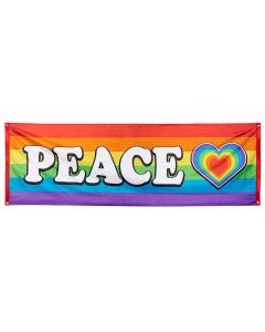 "Peace" regnbuefarvet banner - 74x220 cm