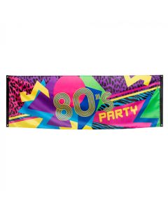 Farverigt 80'er banner - 74x220 cm