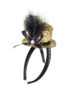 Mini Glitter Rund Top Hat - Guld