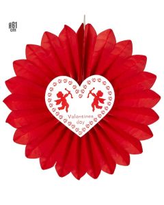 Valentines day rød rosette med hjerte - 61 cm