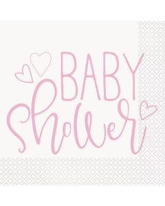 Servietter i pink til babyshower pige 16x
