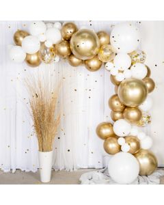 Ballonbue Hvid & Guld - inkl. balloner & konfetti 80 dele