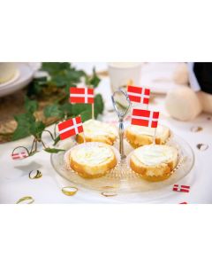 Danmark og dannebrog kageflag på cocktailpind 50x - 6.5 cm