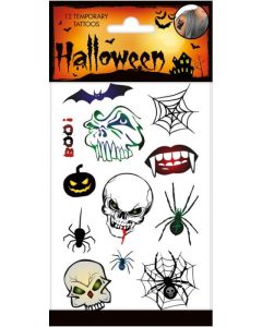 Falske tatoveringer med uhyggelige halloween motiver - 12x